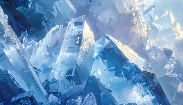 Blue crystal formations macro