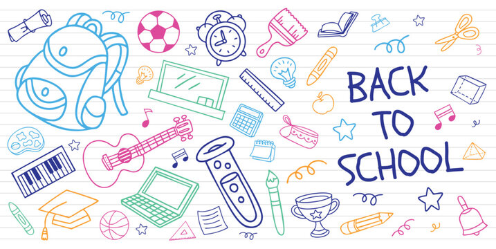 Back to school cute doodle element vector illustration