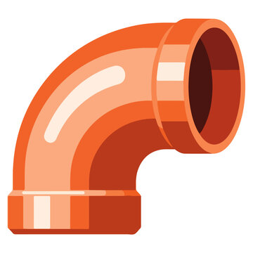 Orange PVC Pipe Elbow Flat Vector Illustration