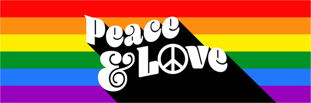 Peace and love with rainbow colors