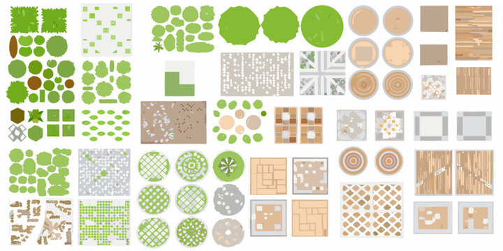 Collection of top down stylized tree and ground textures for game design