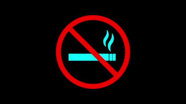 No smoking sign animation. No Smoking Sign Symbol with Cigarette Icon and Prohibition Red Cross Sign. Clear prohibition sign warns against smoking, promoting healthy environments and public spaces. 4k