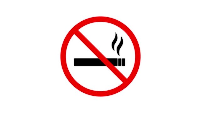 No smoking sign animation. No Smoking Sign Symbol with Cigarette Icon and Prohibition Red Cross Sign. Clear prohibition sign warns against smoking, promoting healthy environments and public spaces. 4k