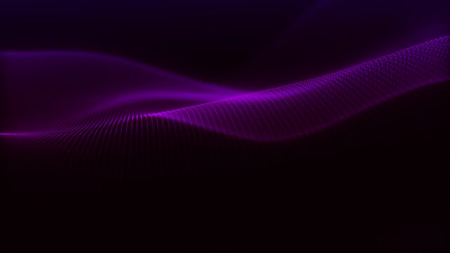 An animated futuristic 3D dot wave. Multiple bright dots form smooth waves. The fading light creates a sense of depth and elegance.