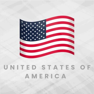 United States of America Waving Flag; USA Stars and Stripes 3D Vector Animation on Grey Background