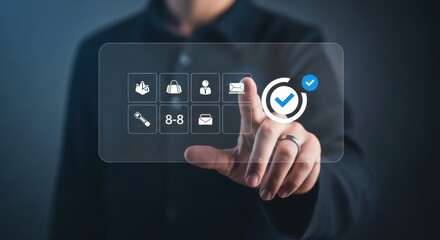 Fototapeta premium Businessman interacting with virtual interface