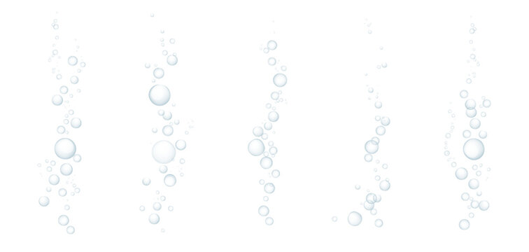 Water drop under with fizz air sea and background underwater transparent. Soap effervescent oxygen with effect flow texture and gas drink light. Isolated icon water with vector abstract fizz.