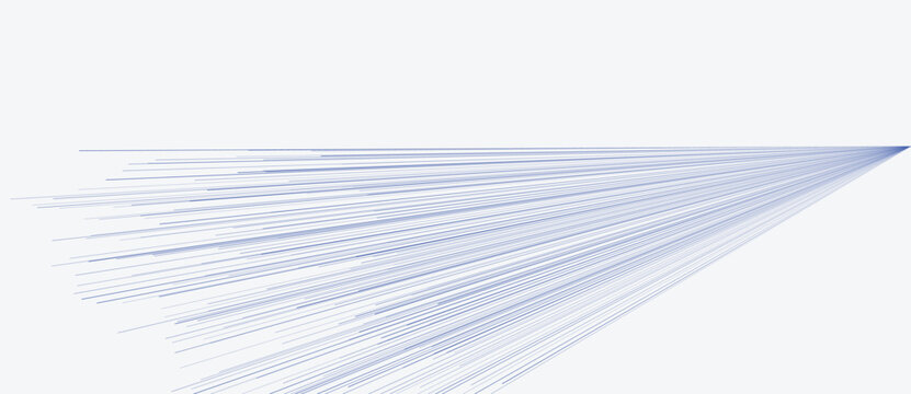 Blue speed lines in perspective on light background. Abstract digital data transfer or high speed motion concept. Vector illustration.