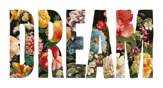 PNG Floral typography art piece