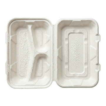 Eco-friendly white pulp fiber clamshell food container