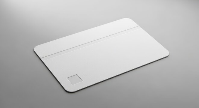 Blank white credit card on gray background for mockup purposes