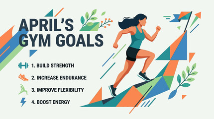 Fototapeta premium April's Gym Goals Fitness Motivation Concept