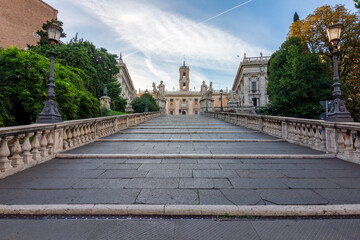 Fototapeta premium Michelangelo stairs leading to Capitoline hill, Rome, Italy