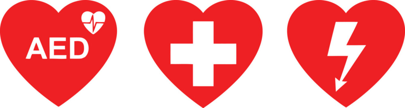 Medical symbols depicted in heart shapes for emergency and health awareness Vector