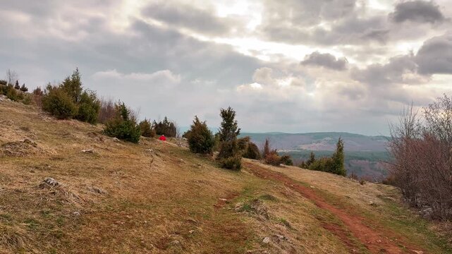 Tourist enjoying Uvac River landscape Serbia peaceful nature travel experience
