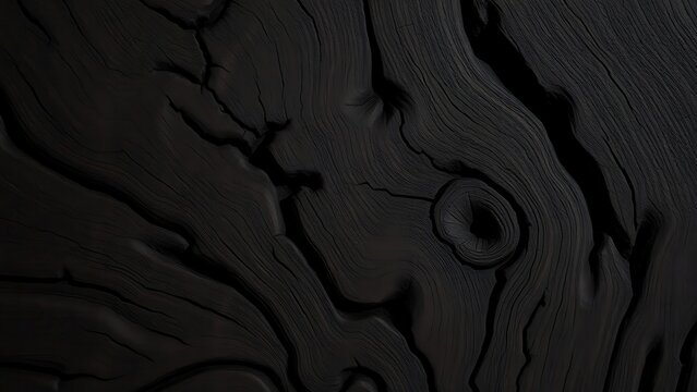  Abstract close-up of dark twisted wood grain on a burl surface. 