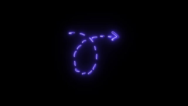 Abstract Grin Neon line icon animation glowing line icon on black background Horizontal neon line animation moving from up black screen purple and streaming across on the screen. neon lin