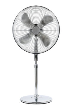 Modern chrome pedestal electric fan for cooling