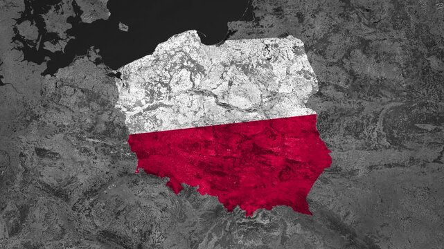 Zoom from Earth to Poland. Documentary map animation. 3D satellite world map animation highlights country borders, tourism, and travel. 4k