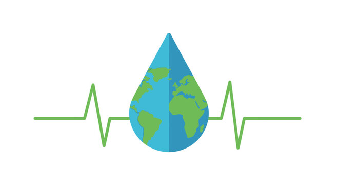 Earth Globe Water Drop Illustration.