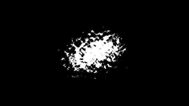 white backdrop Grunge Ink spreads, abstract paint brush stroke shape black ink splattering flowing, 4K ink splatter transition in black and white seamless loop, Ink Drops Transition Black Background,
