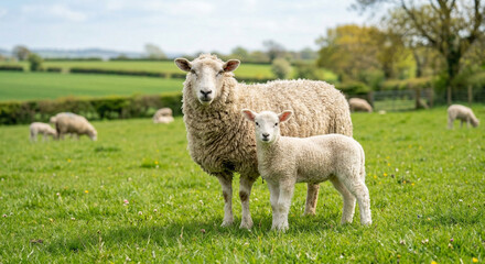 Fototapeta premium Fleece covered flock animals spring portrait