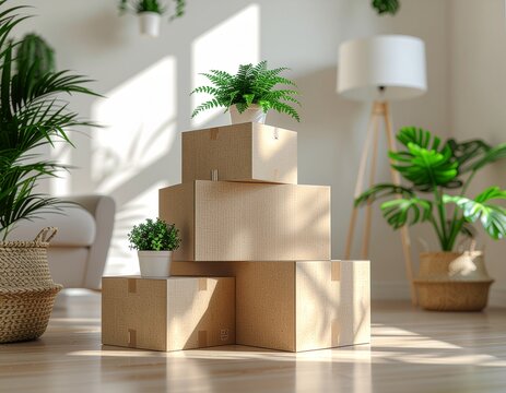pile de cartons