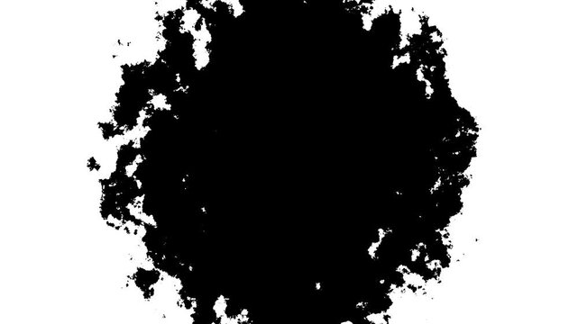 4K ink splatter transition in black and white seamless loop, Black ink spills onto white paper, Beautiful black watercolor ink drops transition, Ink Drops Transition on white Background, 4k video