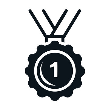 Navy blue medal icon isolated on symbol of first place, achievement, success, or victory simple and modern design for websites, apps, and graphic projects