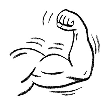 Muscle Arm Crayon Chalk Drawing Vector