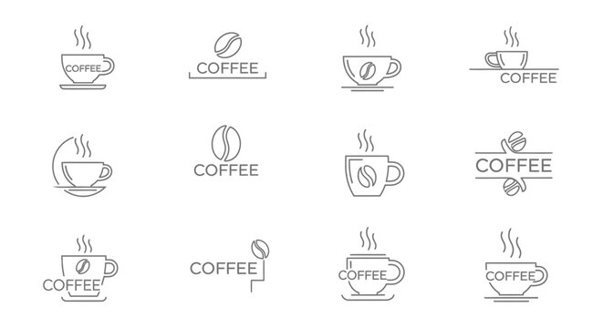 Coffee cup icons with steam rising.
