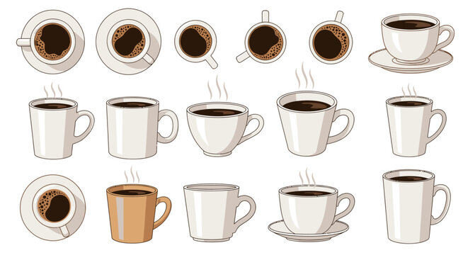 Collection of coffee cups and mugs.