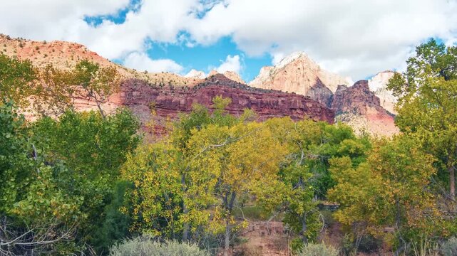 Footage capturing the stunning natural beauty along the moderately challenging Watchman Trail in Zion National Park, Utah. The trail offers breathtaking views of the iconic, towering Navajo Sandstone 