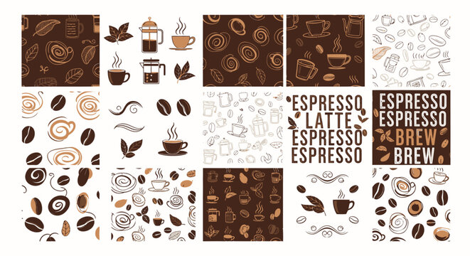 Coffee Beans and Cups Collection.