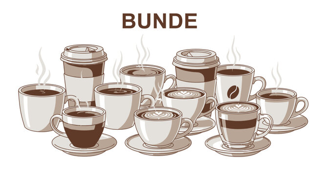 Group of coffee cups and mugs.