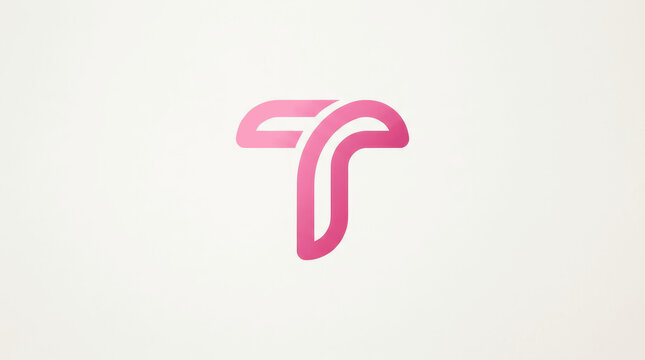 Modern 3D Pink Gradient Letter T Logo with Parallel Ribbon Design on White Background