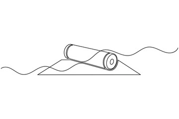 Obraz premium Yoga Mat Roller Minimalist Fitness Equipment Continuous Line Drawing Vector Illustration
