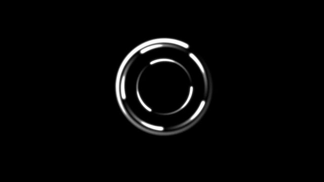 Futuristic HUD Circular Interface with Rotating Glowing Ring on Dark Background Seamless Loop