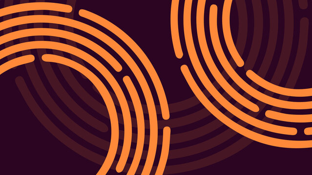 Abstract Concentric Circular Pattern with Orange Glowing Lines on Dark magenta Purple Background