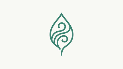 Fototapeta premium Elegant Abstract Leaf Logo in Teal