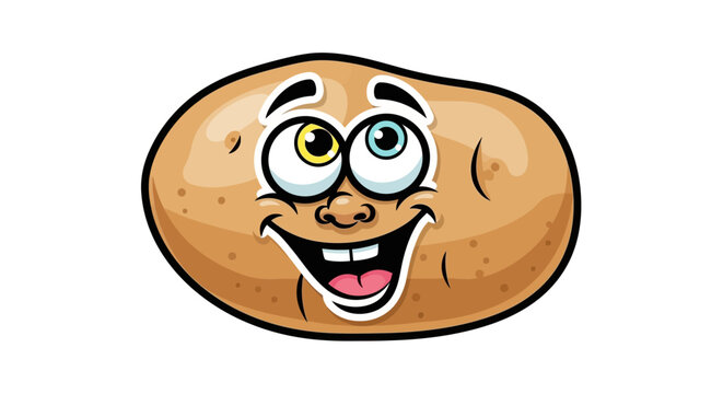 Smiling Cartoon Potato Face Closeup.