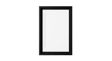 Fototapeta premium Minimalist black picture frame, vertical wooden photo frame with white mat, modern gallery wall art mockup for interior design isolated on Transparent Background