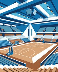 Basketball Illustration, Dynamic Sports Artwork, Court Action Scene with Dramatic Lighting © wadih