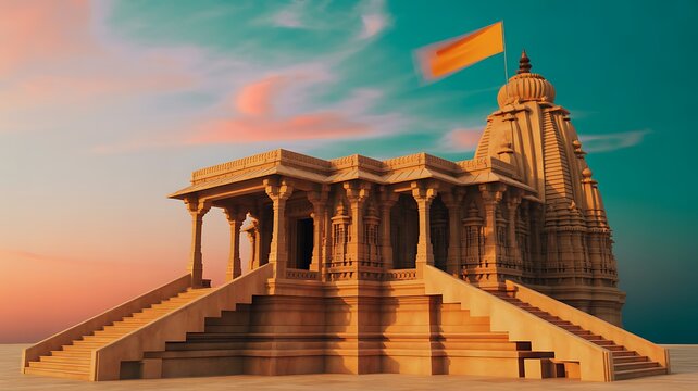Traditional hindu temple architecture with intricate carvings and tall shikhara under blue sky representing heritage and spirituality