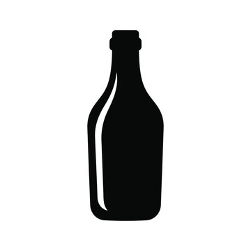 A black silhouette of a classic wine bottle with a narrow neck and wide base