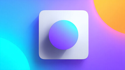 Modern Abstract 2D Graphic Design with Centered Minimalist Vector Art Focal Point on Vibrant Background