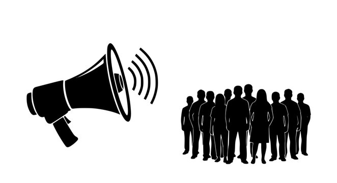 Megaphone Crowd Communication Vector for Public Announcement