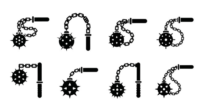 Medieval Weapon Icons: Flail and Mace Set