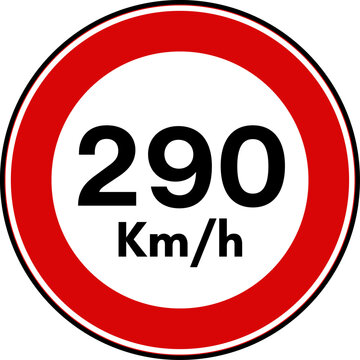 Speed Limit 290 kmh Traffic Sign Vector