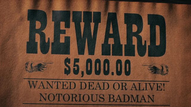 Reward Poster On Side Of Building